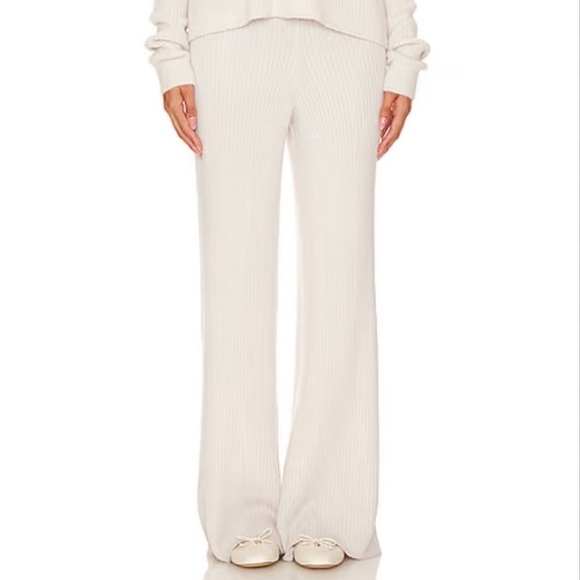 Spiritual Gangster Cozy Chenille Pant Wide Leg Cream White SMALL Ribbed - Picture 1 of 10